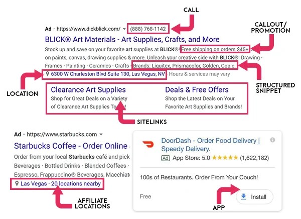 نمونهای از تبلیغات گوگل (Google Ads Example)